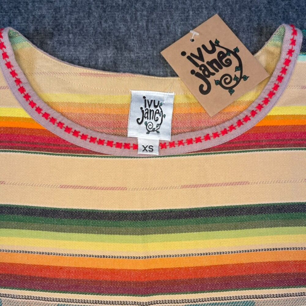 NWT Ivy Jane Embroidered Serape Stripe Boho Womens Top sz XS Resort Summer Vacay - Picture 6 of 11
